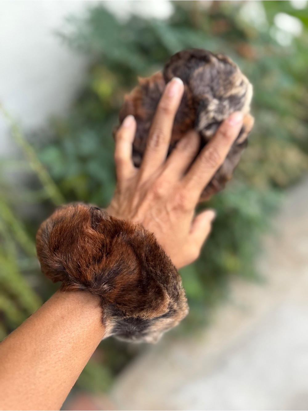 Vtg Nordstrom Faux Fur Brown Wrist Cuffs - Women Accessories